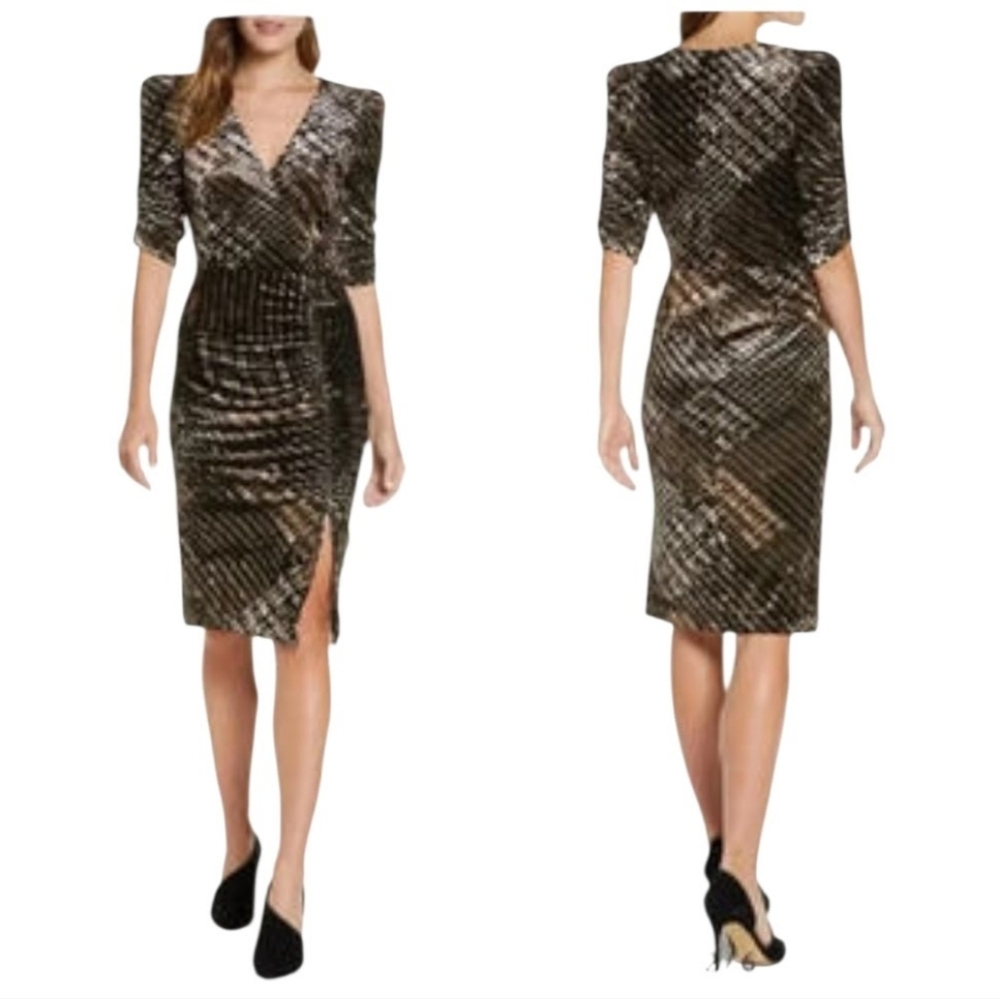 Eliza J Velvet Pencil Cocktail Midi Dress Sz 4